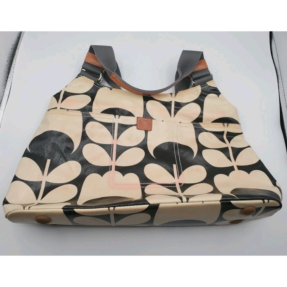 Orla Kiely Black Cream Stem Shoulder Bag READ